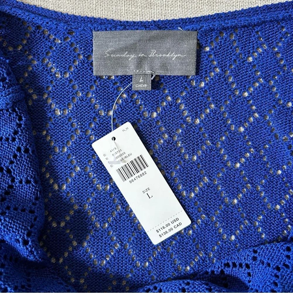 ANTHROPOLOGIE Sunday in Brooklyn • Blue Halter Crochet Cover-Up Midi Dress - Picture 7 of 8